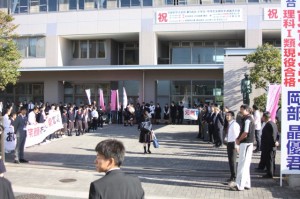 静岡県西部私学保護者会　朝の挨拶運動を行いました