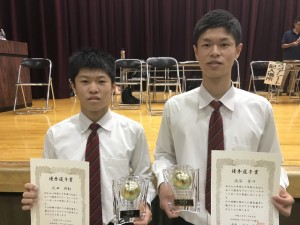 中学男子バスケット　浜松地区優秀選手賞をいただきました